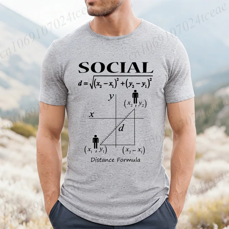 Funny Social Distancing Math Formula Sarcasm T Shirts Funny Graphic Y2k Tops Streetwear Short Sleeve Harajuku Humor Men T-shirt