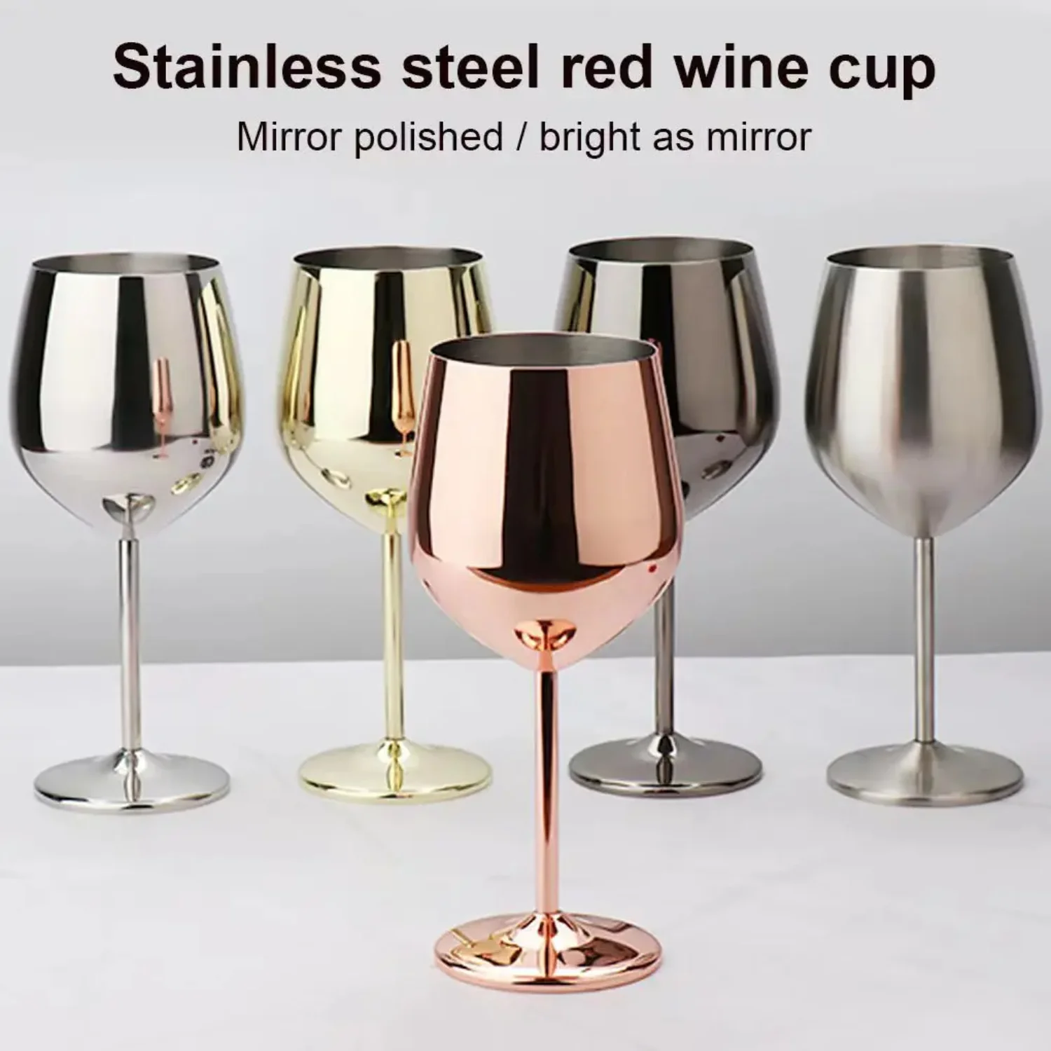 Stainless Steel Wine Glass Single-layer Drinkware Goblet Kitchen Tool Goblets Barware  Cooking Golden Plating