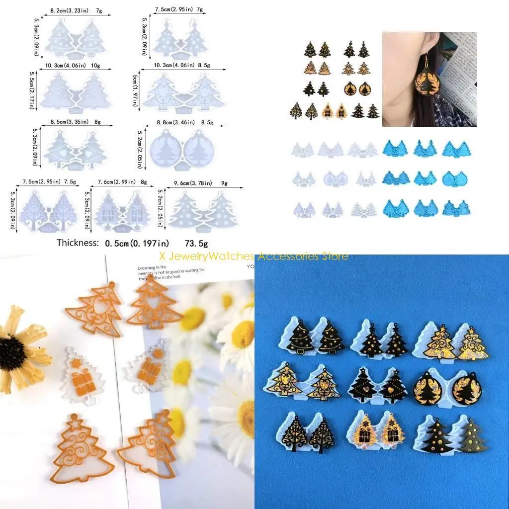 

31KD Christmas Tree Earring Epoxy Resin Molds Silicone Mold Luggage Bag Pendant Molds