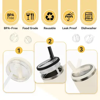 Opakovaně použitelné víko s brčkem, prachotěsné víko, vyměnitelné odklápěcí brčko pro hrnek Stanley o objemu 30 oz 8 nejlepší prodej Brčko Stanley Tumbler - №7