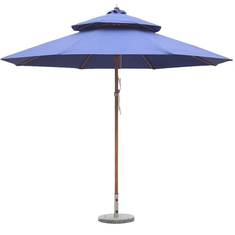 Wood paint pole steel ribs 10ft middle post umbrella patio garden beach parasol