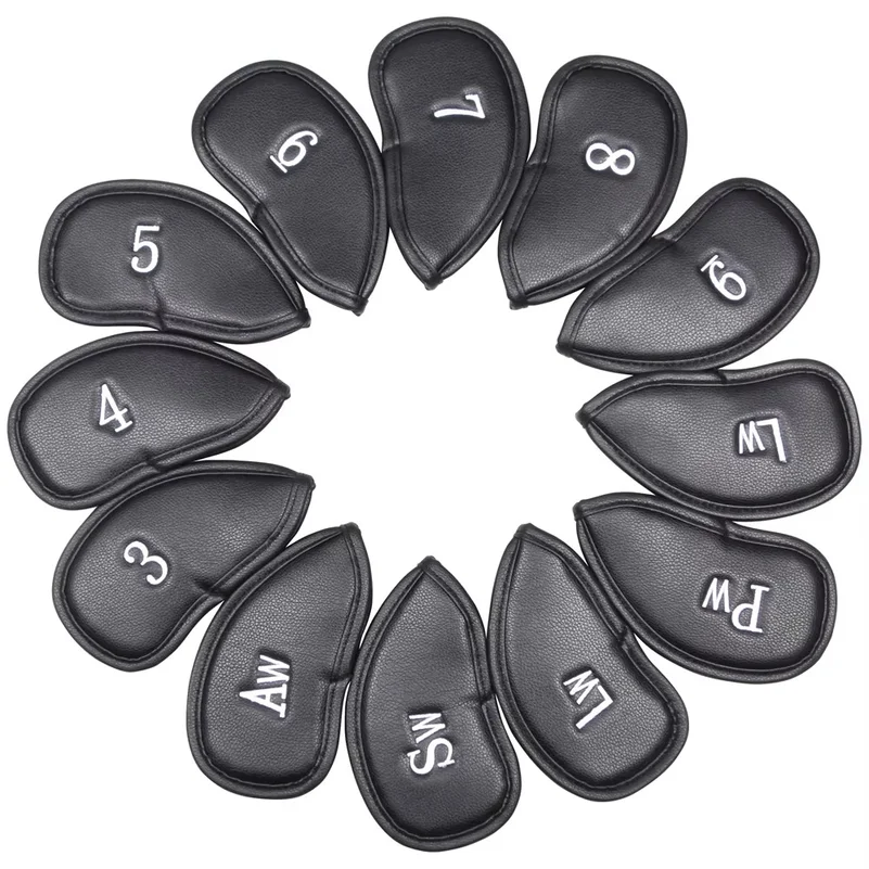 12 Pcs/set Portable PU Golf Club Iron Head Covers Protector Golfs Head Cover Set Golf Iron Head Cover Golf Accessories