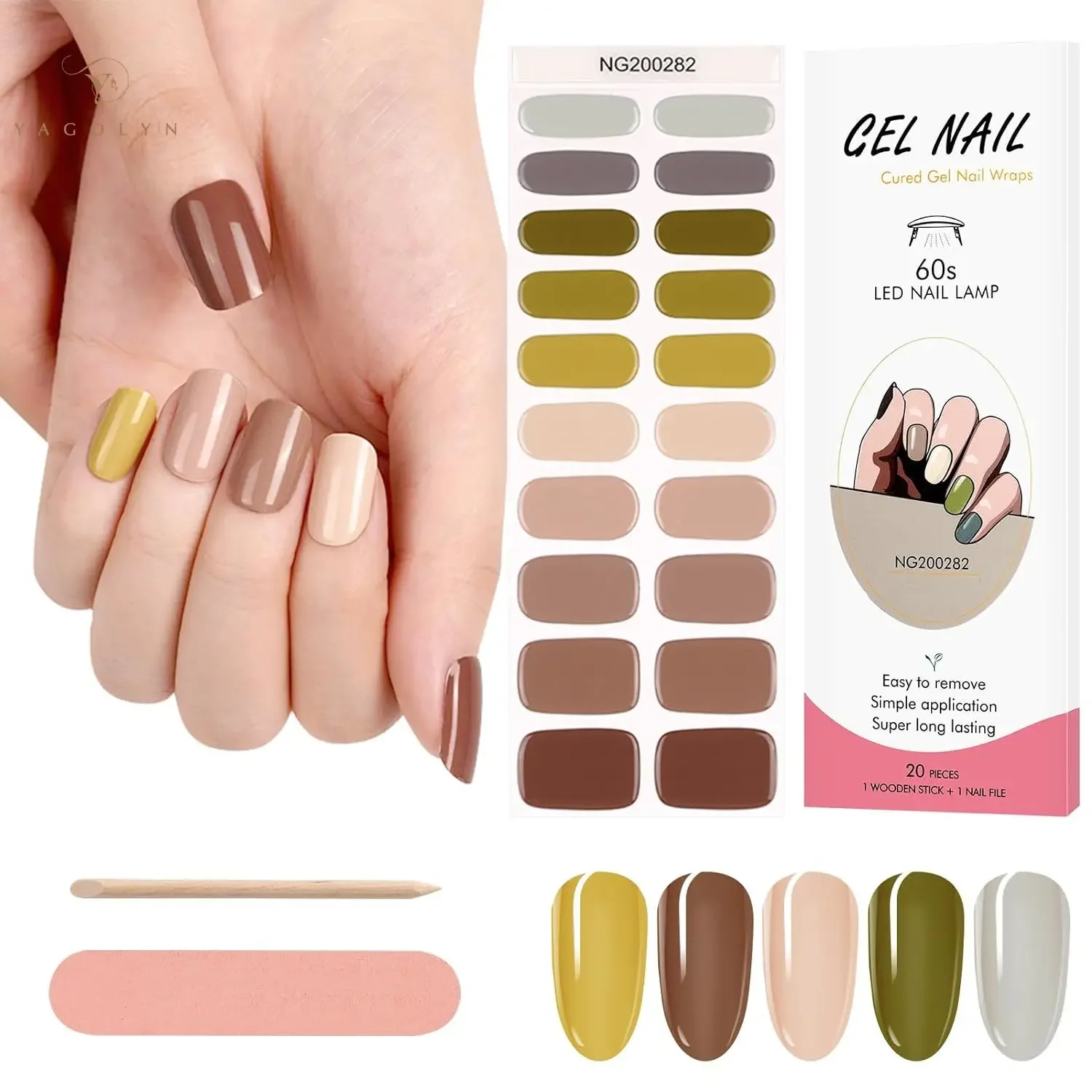 Parche de uñas de Gel semicurado, deslizadores adhesivos de color rojo vino, pegatinas de uñas de Gel completo de larga duración, manicura DIY, lámpara UV endurecida necesita