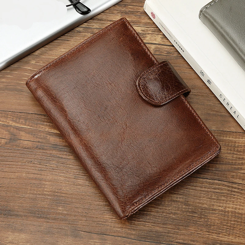 Genuine Leather Men Short Wallets Hasp Money Clip Vintage Trifold Coin Purse For Male Cash Credit Card Holder Clutch Bags JYY234