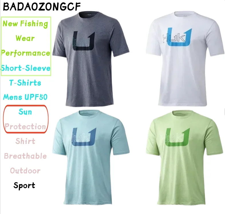 New Fishing Wear Performance Short-Sleeve T-Shirts Mens UPF50 Sun Protection Shirt Breathable Outdoor Sport  Cl