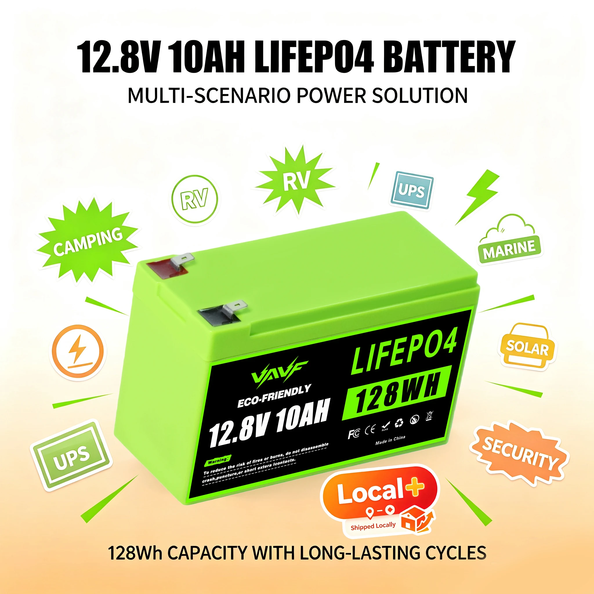 Image of 12,8V 10000mAh LiFePO4-Akkupack, wiederaufladbar, Deep Cycle, EU-Lager im Ausland für Solaranlagen, Wohnmobile, Boote, Fischfinder, Torantriebe, Sprühgeräte, Rasenlampen, Notstromversorgung, schnelle