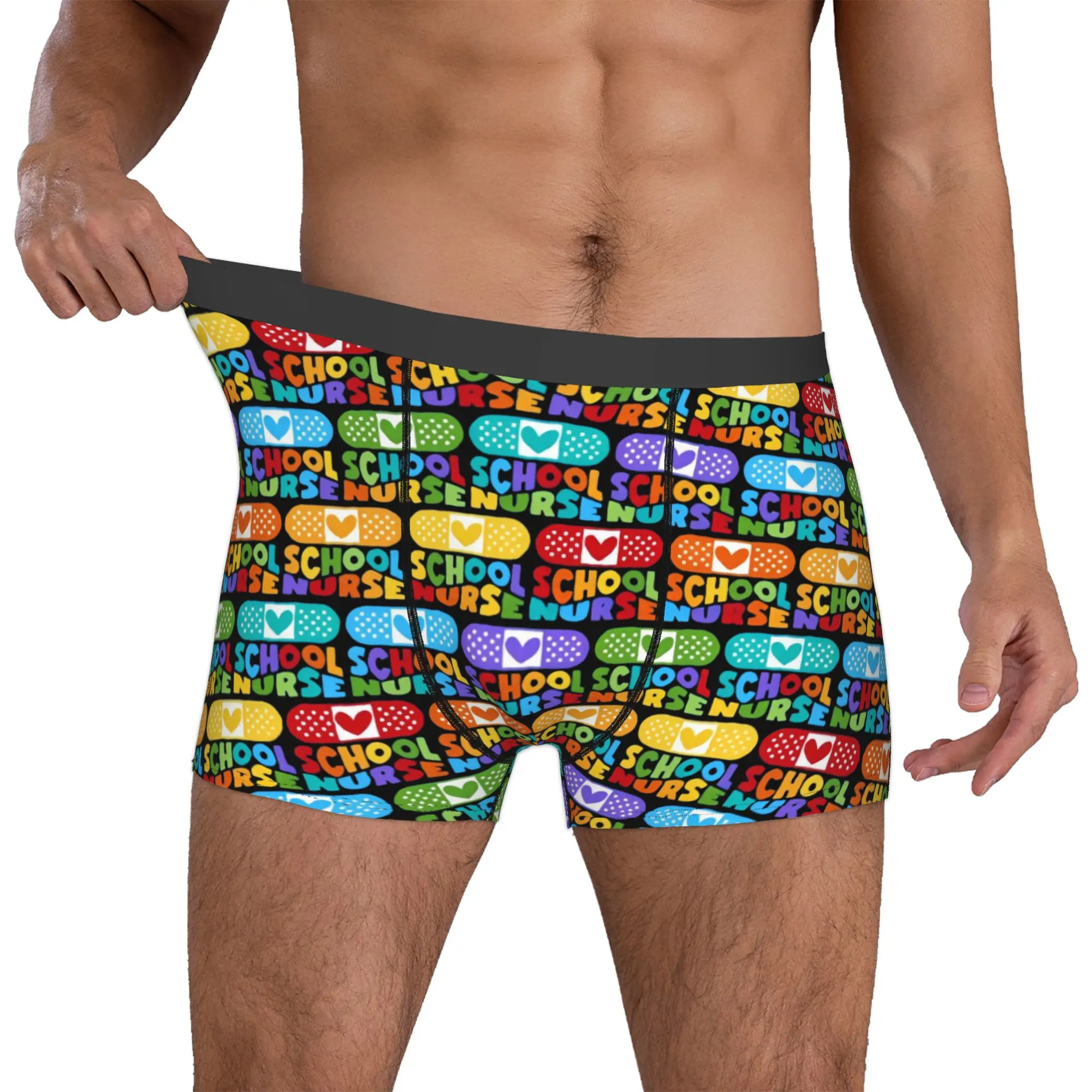 School Nurse With Heart Bandaids In Navy Boxers Shorts Men  Briefs Underwear Funny Underpants