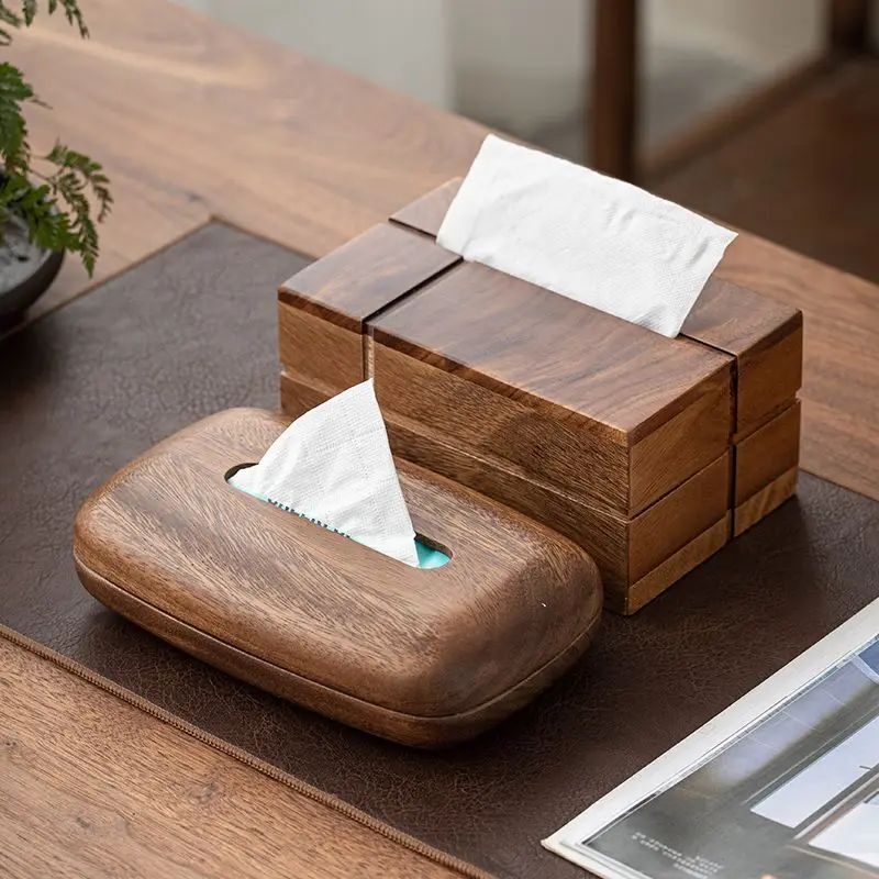 Walnut Tissue Boxes Luxury Napkin Box Rectangular Storage Holder for Living Room Organizer Box Aesthetic Kitchen Items for Home