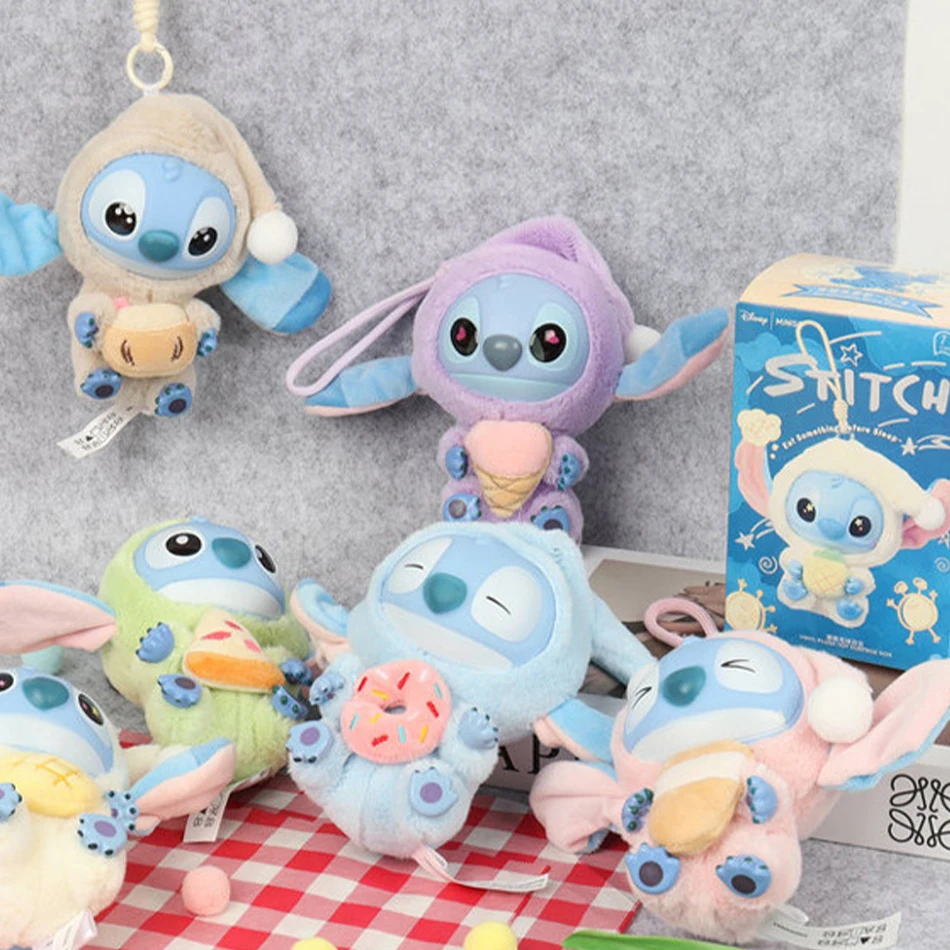 Disney stitch comer algo antes do sono série caixa cega brinquedos de pelúcia bonito boneca réplica caixa mistério saco pingente decoração presentes