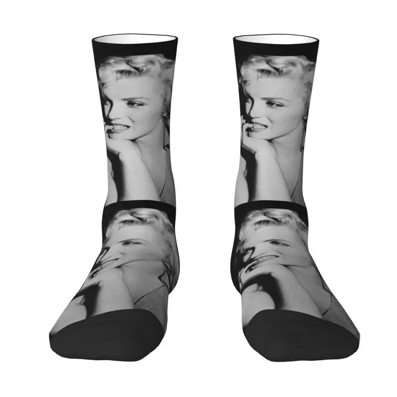 Sexy Golden Girl Monroe Marilyns Dress Socks Men's Women's Warm Funny Novelty Crew Socks