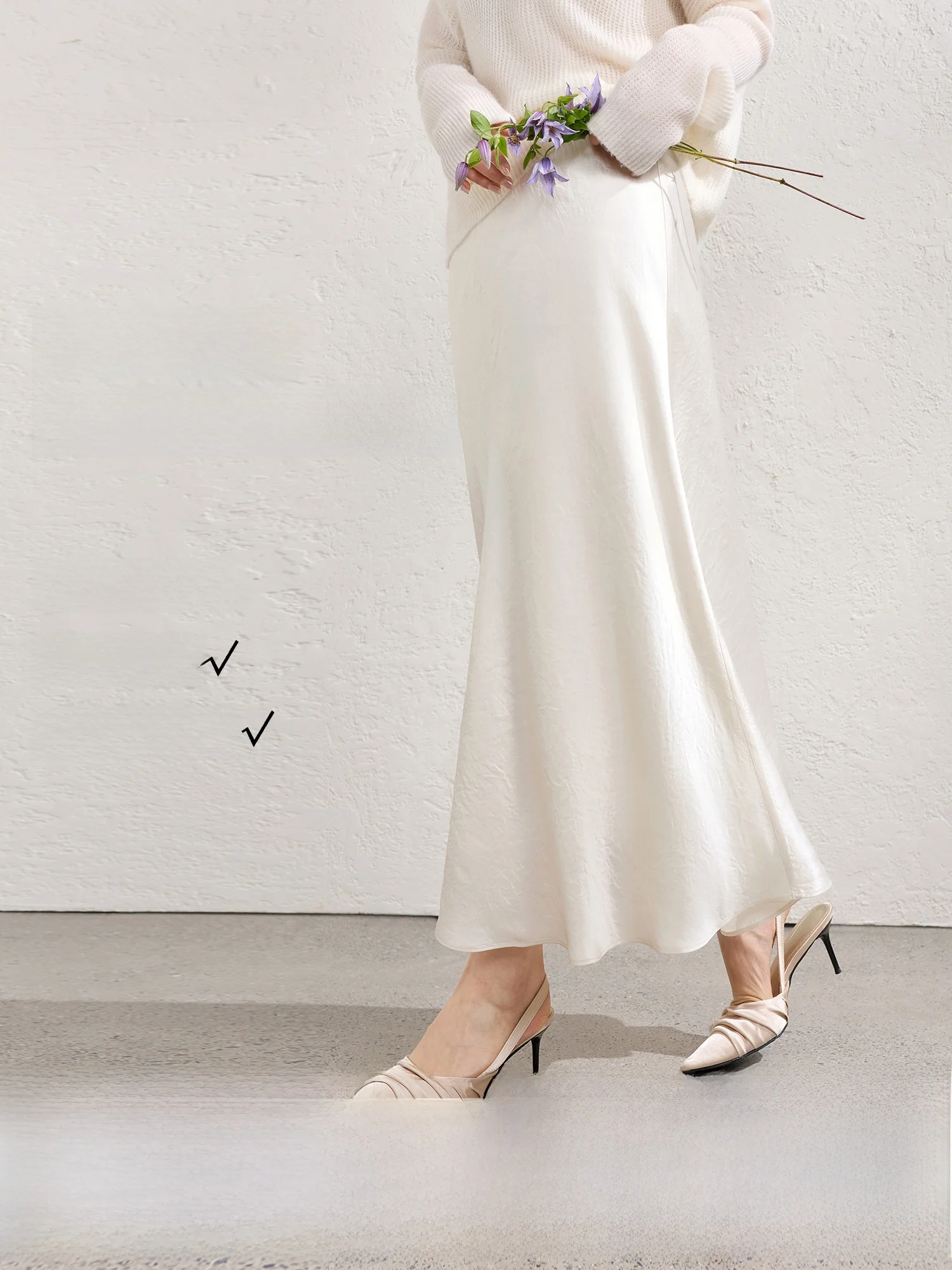 

Blue Language Large Size 00% Acetate Satin A-Line Fi Tail f-Length Skirt New Spring Arrival Ele Commute High Waist