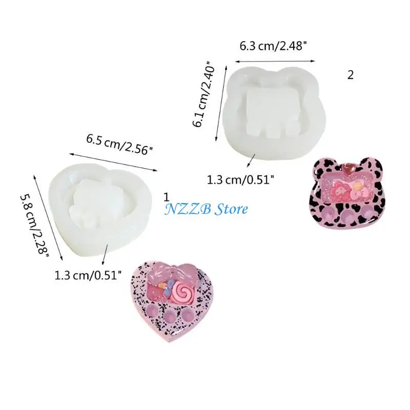 T21F قالب راتنجات الايبوكسي الكريستال الرمال المتحركة الدب الصغير/قلب الحب لتقوم بها بنفسك قالب السيليكون