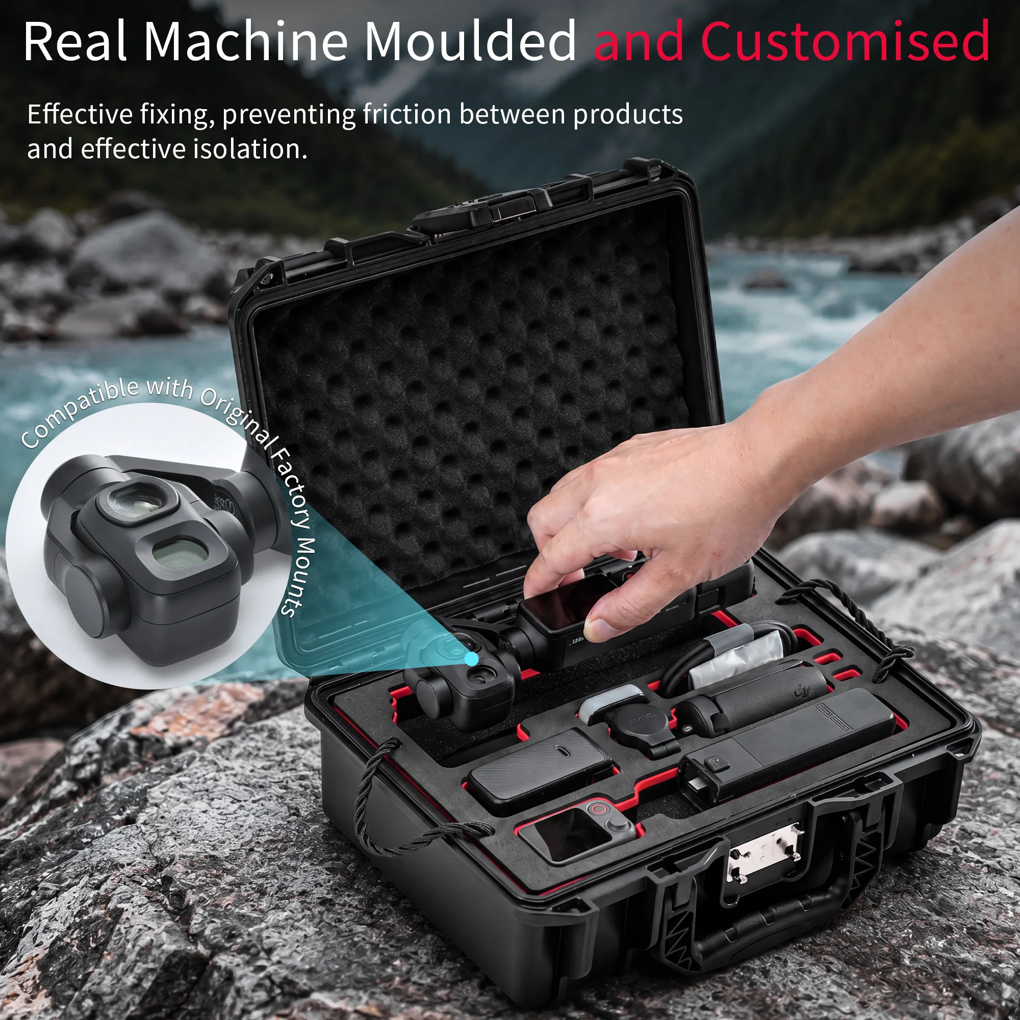 2-warstwowe etui z zamkiem TSA do DJI Osmo Pocket 4P, wodoodporne, odporne na wstrząsy, podróżne pudełko, twarda obudowa, futerał do przenoszenia akcesoriów do kamery — zdjęcie produktu 2
