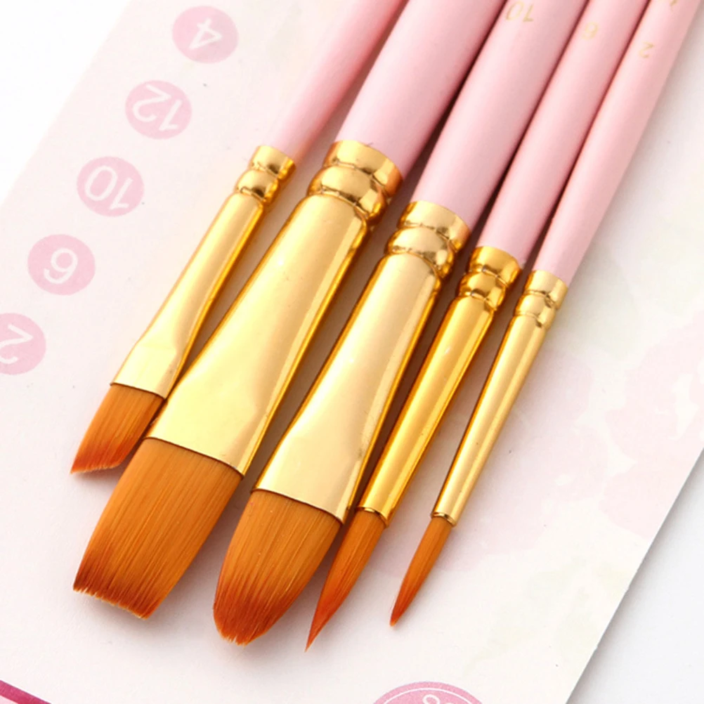 

5 Pcs Punch Hole Multi-headed Brush Child Professional Paintbrush Bamboo Painting Accessories