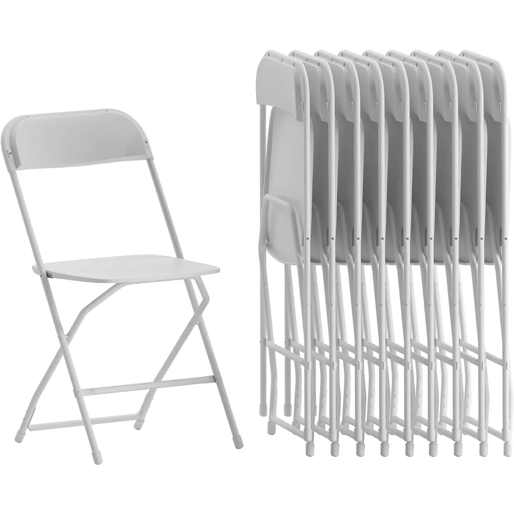 Hercules Series Plastic Folding Chair - White - 10 Pack 650LB Weight Capacity Comfortable Event Chair-Lightweigh