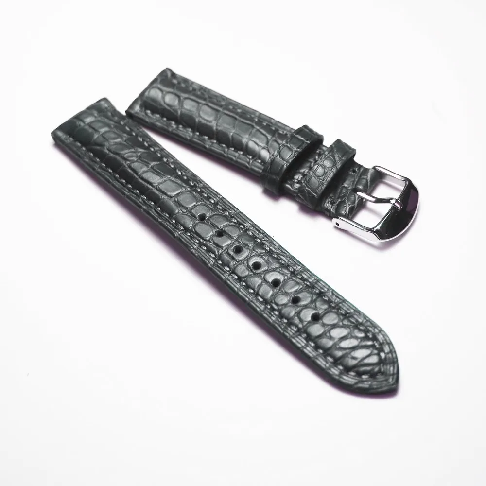 Dark grey Strap Crocodile Leather Watchbands 18 19 21 22mm Alligator Genuine Product Watch Band Bracelet Alligator Wristband