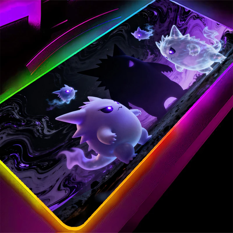 

Natural Rubber LED Mouse Pad Anime Gamer Computer RGB Mousepad 90x40cm Pokemon Gengar Gaming Tablet Varmilo Keyboard Backlight