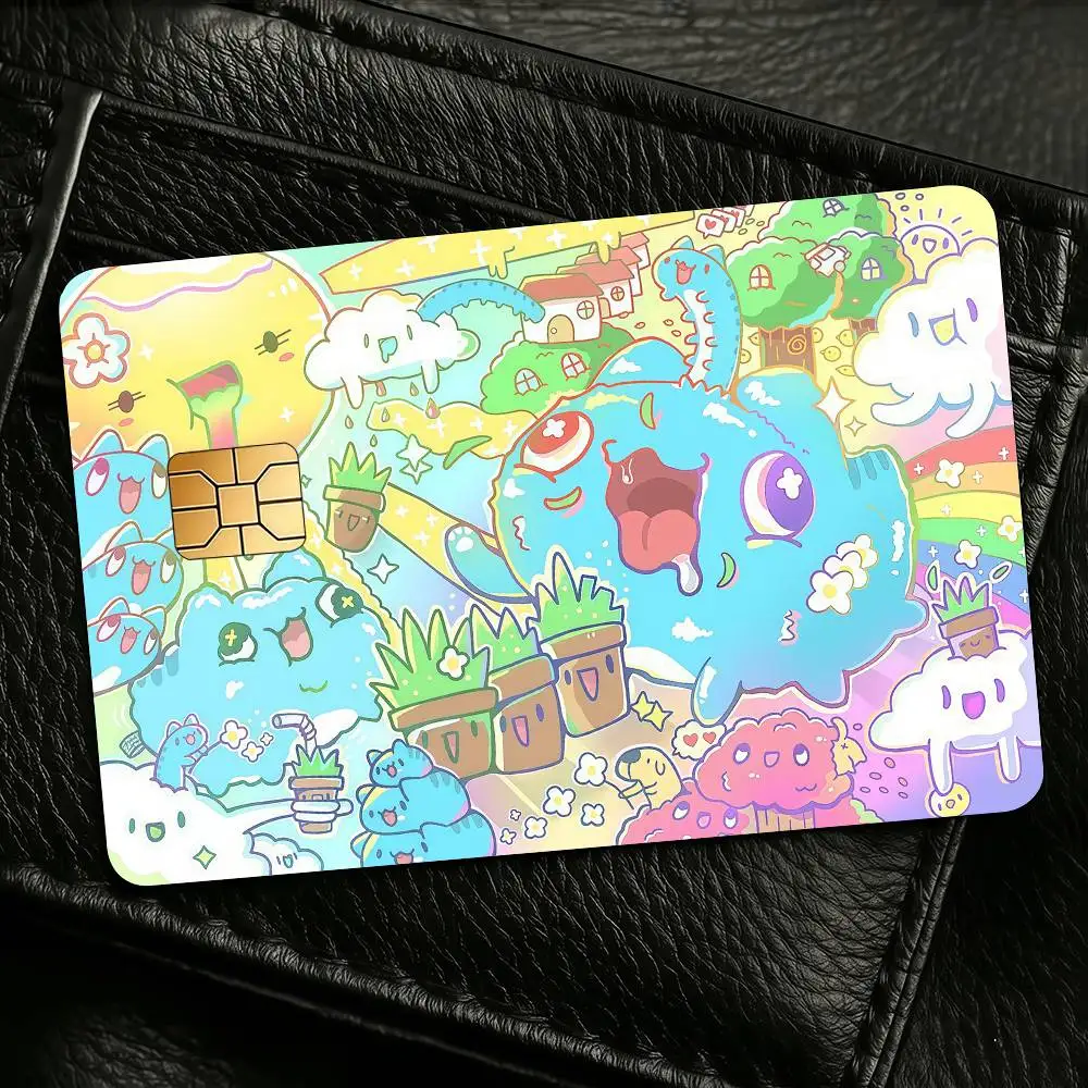 Cartoon Bugcat Capoo Cute Credit Skin Cover Card Stickers 4PCS Film Bus Pass Front Decoration Bank Debit Waterproof
