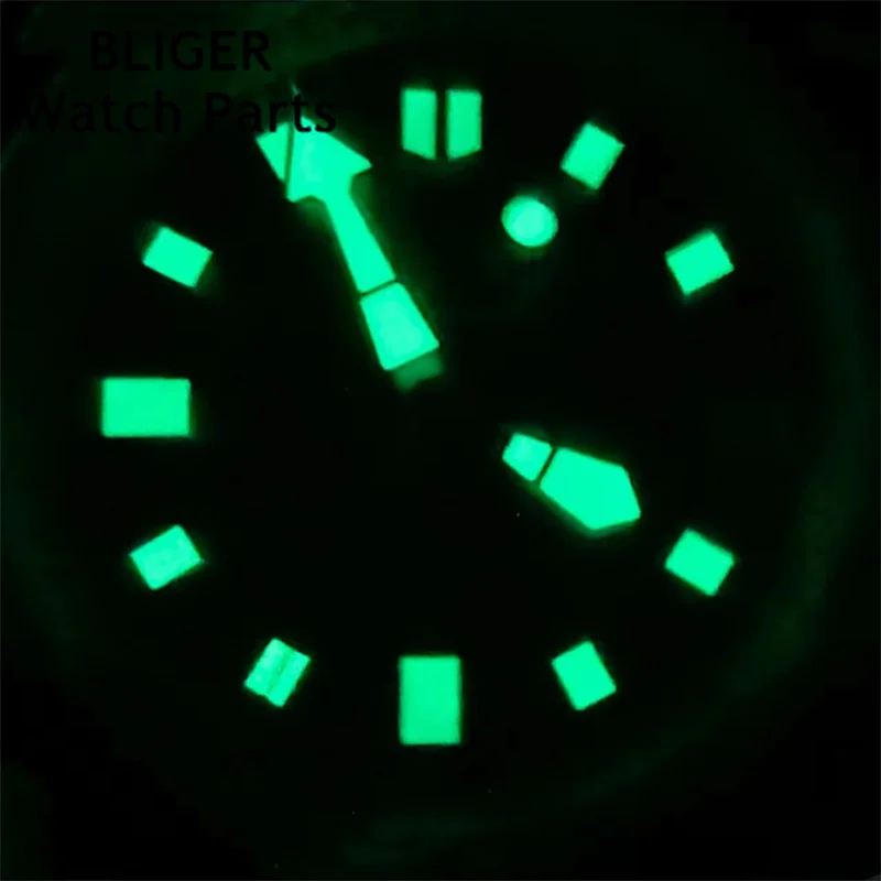 BLIGER 42mm Watch Men NH35 Automatic Mechanical Wristwatch  Black Blue Dial Green Luminous Stainless Steel Strap