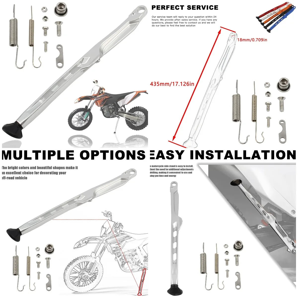 

Dirt Bike Side Stand Kit for KTM EXC XC 125-450 2023-2024 (Silver)