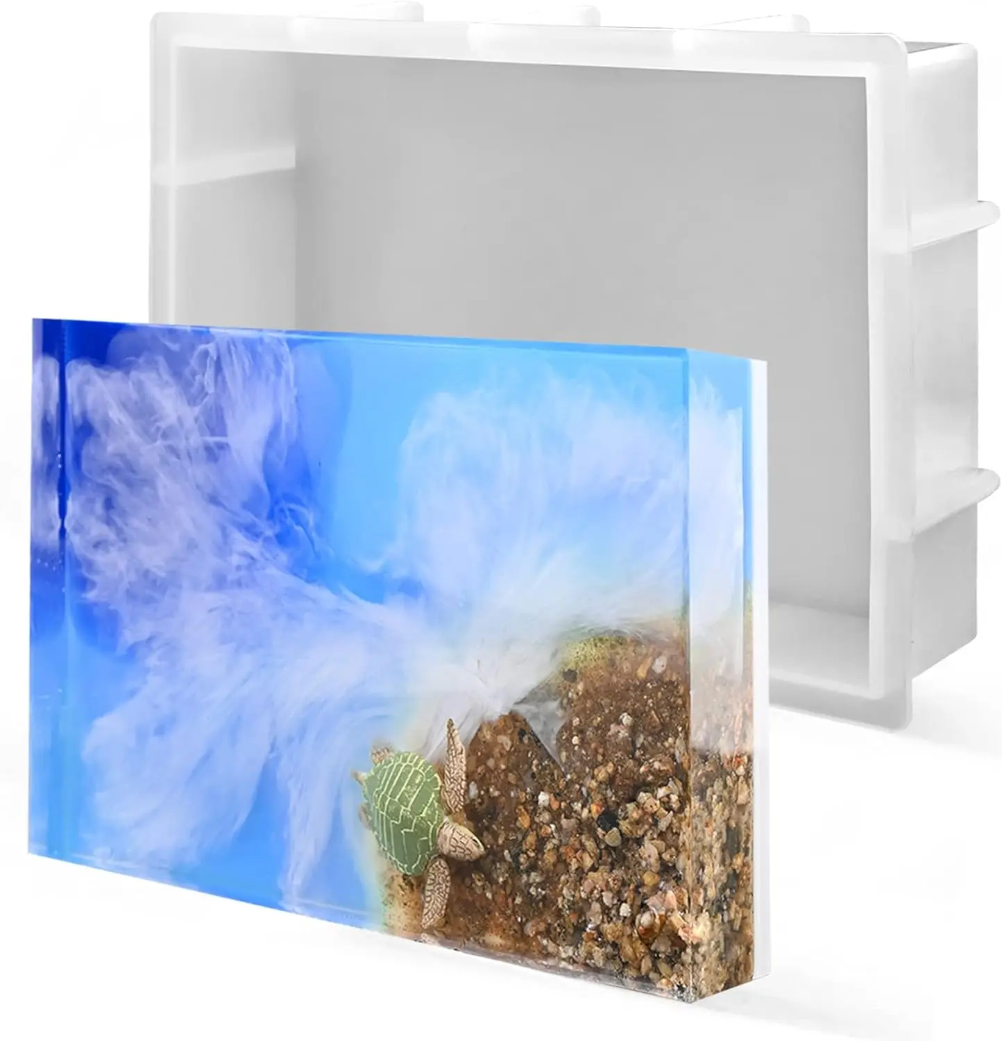 Deep Rectangle & Diamond Silicone Molds for Resin, Epoxy Casting Mold for Flower Preservation, DIY Bookends & Photo Frame Base