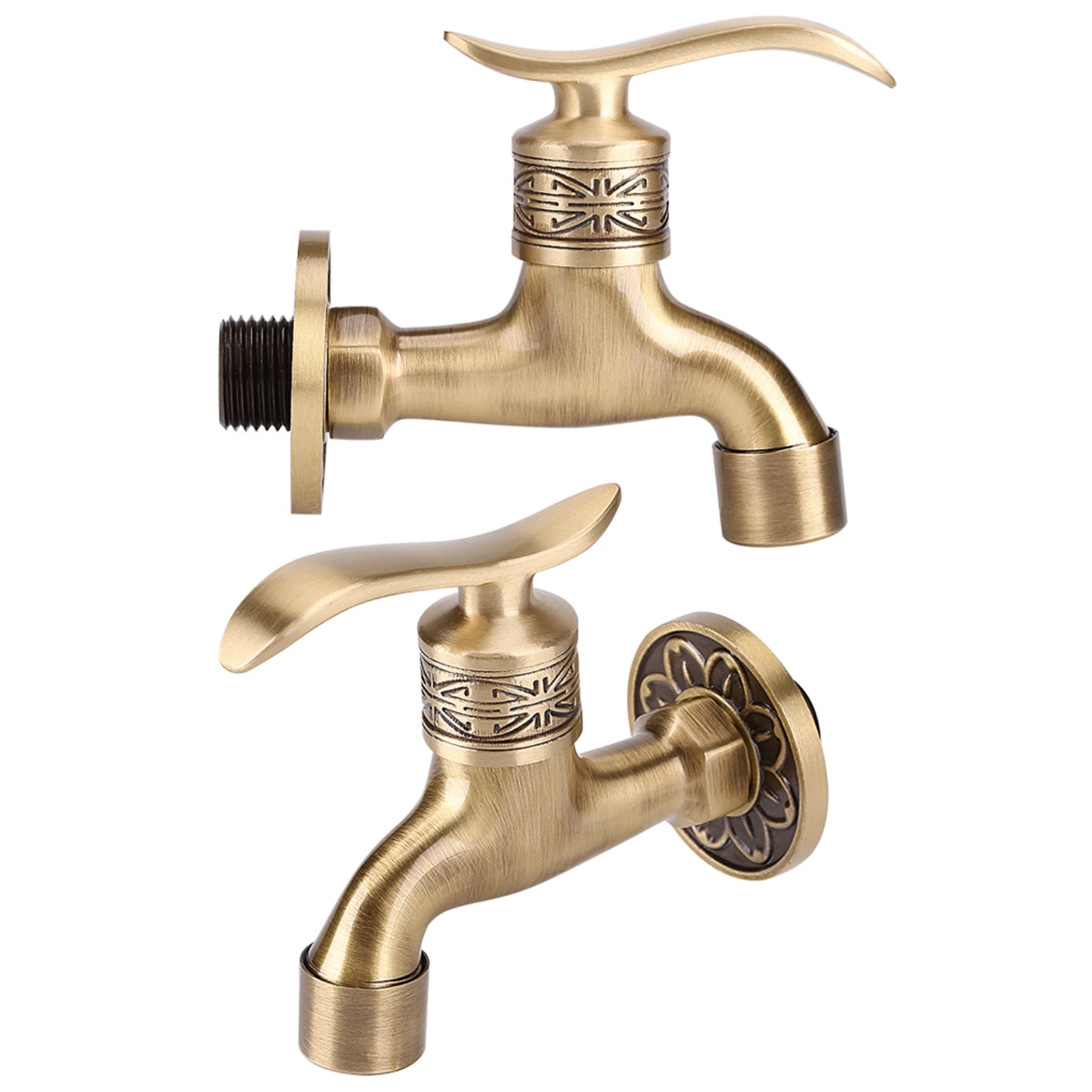 Настенный кран для раковины, антикварный латунный кран для стиральной машины, резной кран для воды, уличный кран, одинарный кран для холодной воды, аксессуары для дома