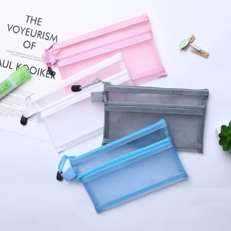 Nylon Mesh File Bag A4 A5 A6 Transparent Zipper Test Paper Information Bag Office Student Pen Bag Subject Bag Puzzle Storage Bag