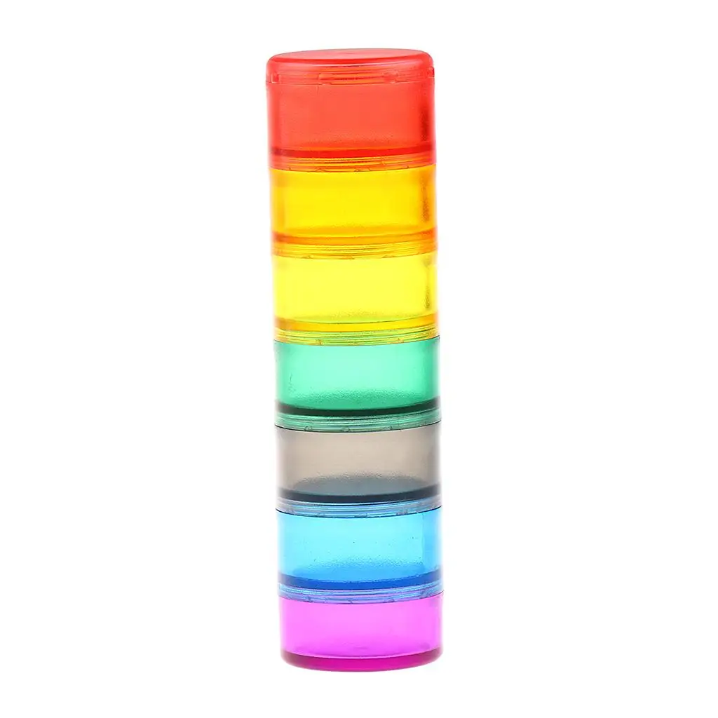 Pill Box Holder Stackable Seven Compartment Tablet Organizer Colorful Medicine Case for Daily and Travel