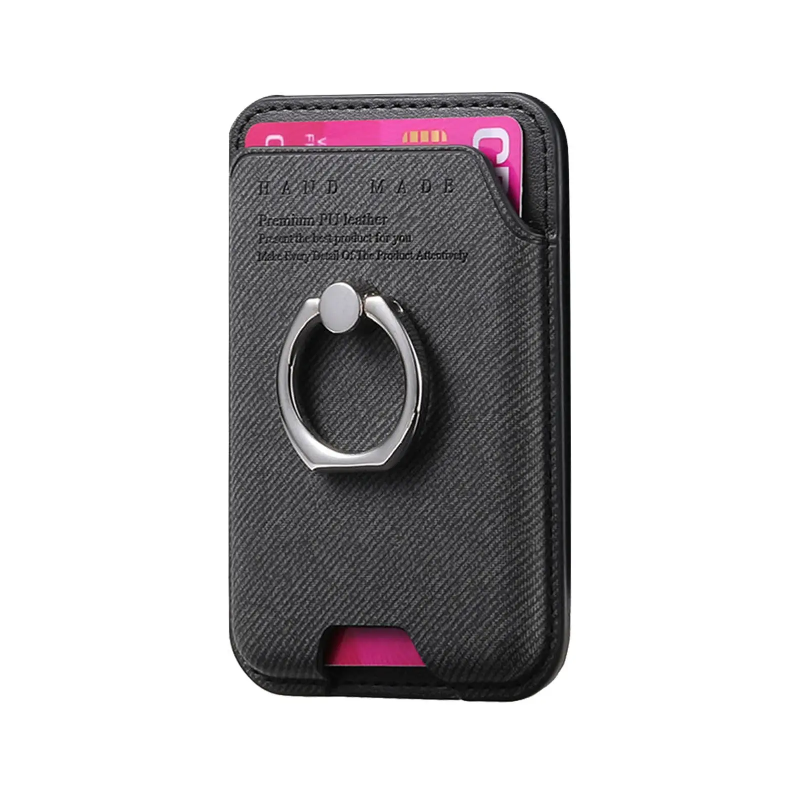 Rutschfeste Telefonkartentasche, geeignet für Magsafe, magnetische Handyhülle, universelle Brieftasche, Fingerring, Schnalle, Halter, Desktop-Unterstützung – Detail 7