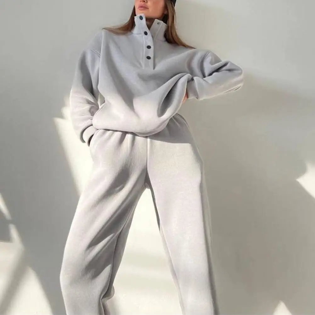 Oversized Solid Casual Pullovers Long Pant Set Warm Hoodie New Tracksuit Suit Fashion pant sets for women 2 pieces