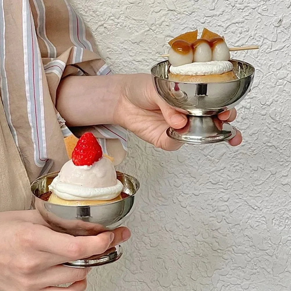 Cuenco  Ramen  estilo Industrial, cuenco  fruta  pie corto  acero inoxidable, taza  pudín para helado  yogur, taza