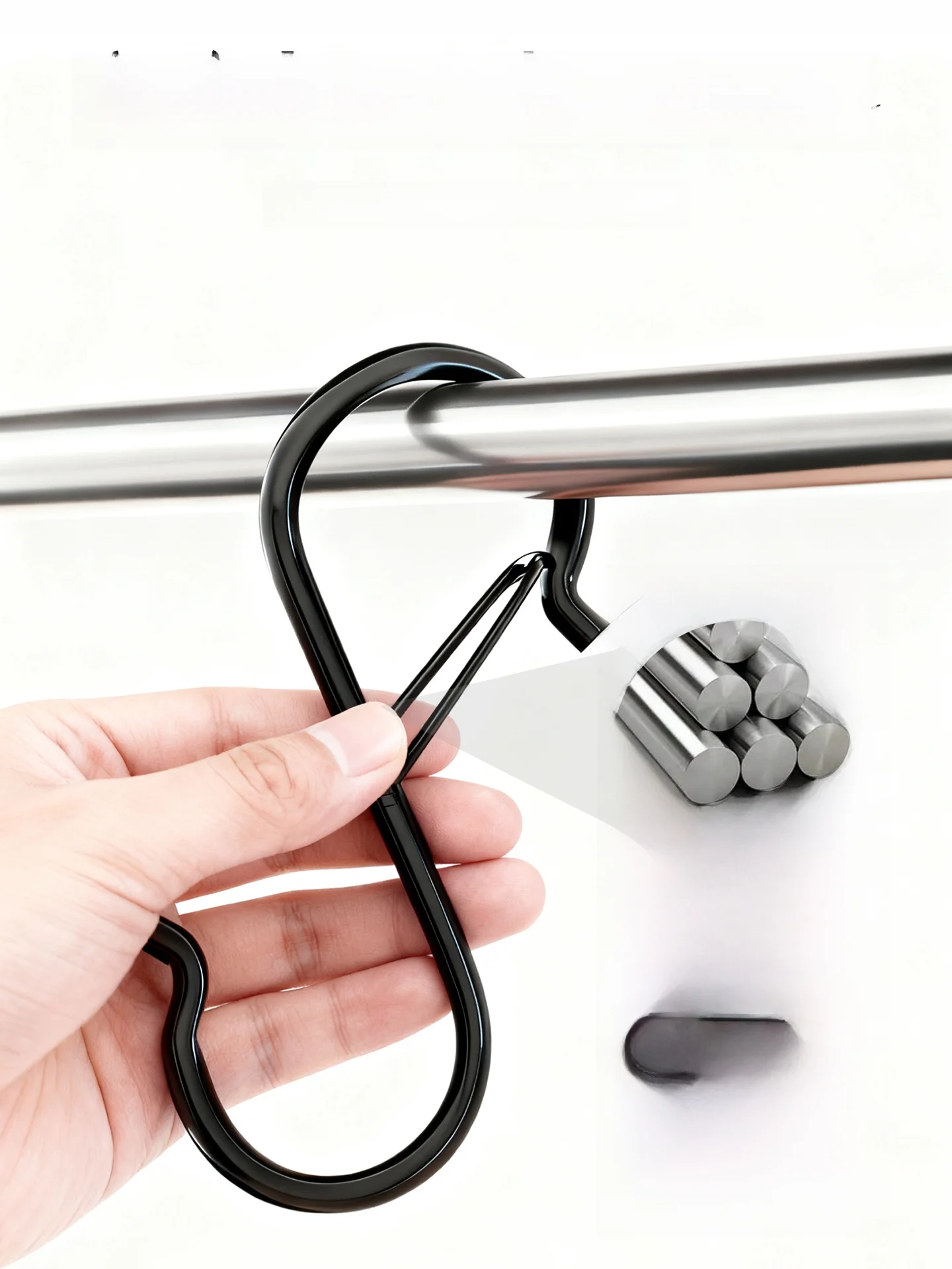 Strong Load Bearing S-Shaped Hook Multi-Functional Kitchen Utensils No Drilling Metal Steel Tube Hooks Wardrobe Bathroom Hooks