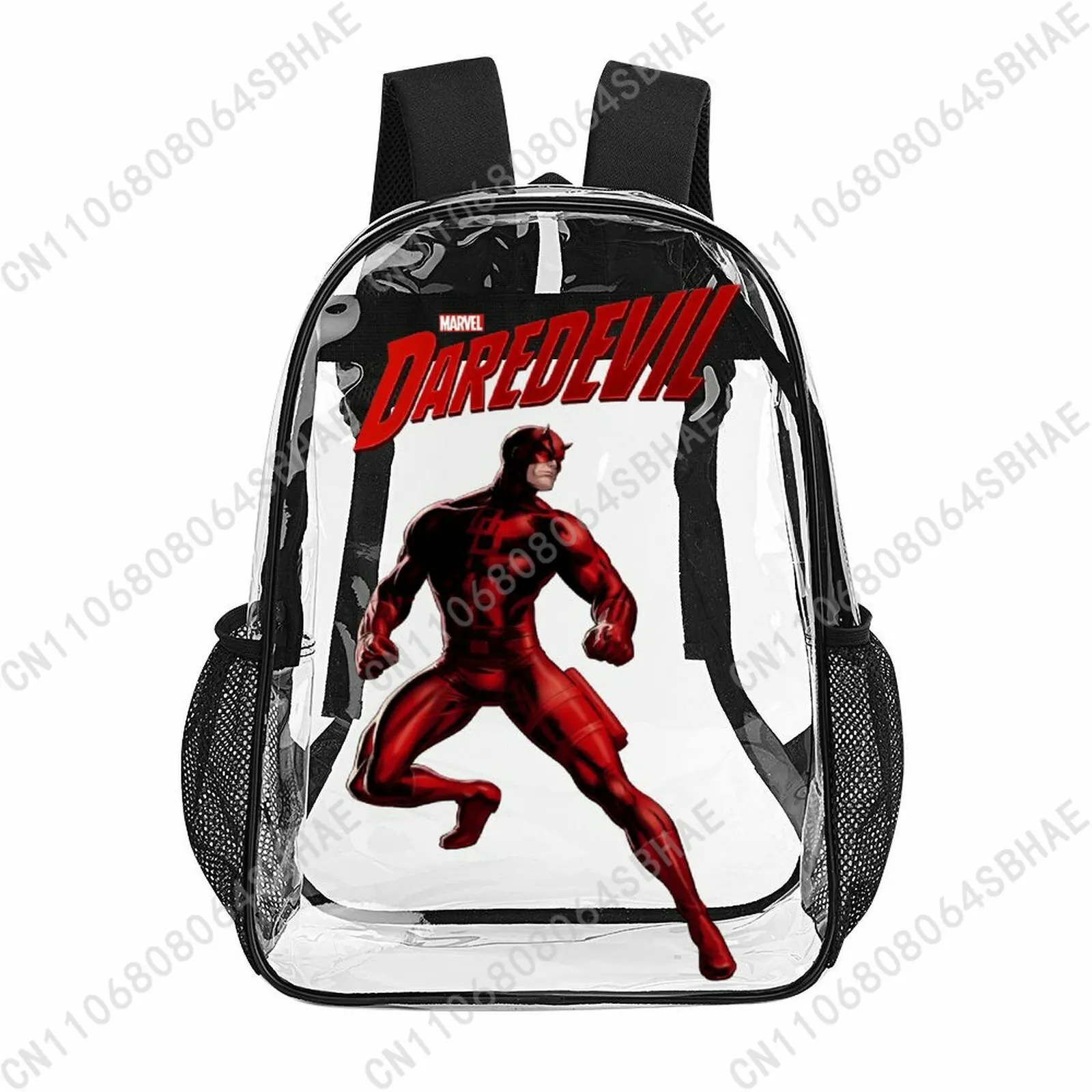 

Модный прозрачный рюкзак Marvel Daredevil, 17 дюймов, для мужчин, женщин и подростков, персонализированная прозрачная сумка из ПВХ, подарки, косплей