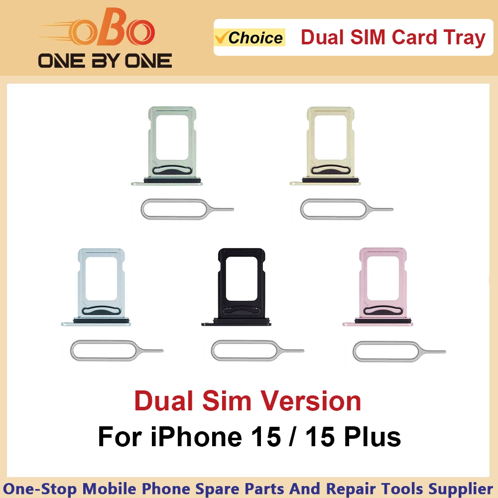 Dual-SIM-Kartenhalter Ersatzteil für iPhone 15 Plus 15Plus Doppel-SIM-Kartenhalter Schwarz Rosa Blau (1 Stück)