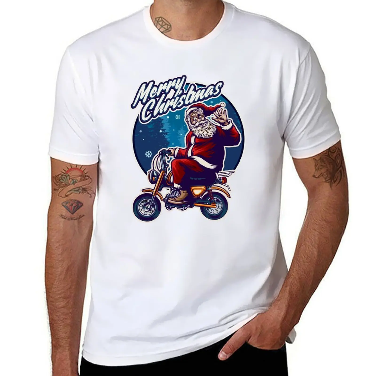 

Funny Christmas 2021 Santa Claus Flying On A Motorcycle For Enthusiasts Lovers Riders T-Shirt man t shirt summer T-Shirt