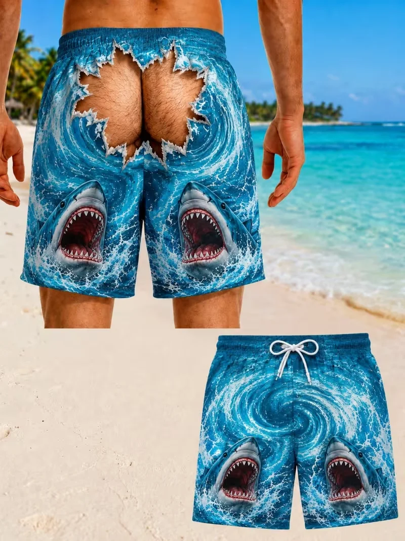 Mens Funny  Shark  3D Print Be - Summer Clothing Resort recension och pris