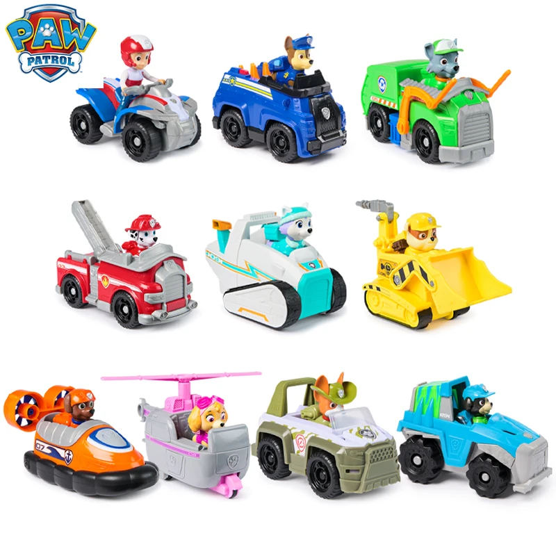11kinds Genuine Paw Patrol Everest Ryder Rex Skye Chase Rocky Zuma Vehicle with Collectible Figure Birthday Gift Children Toy