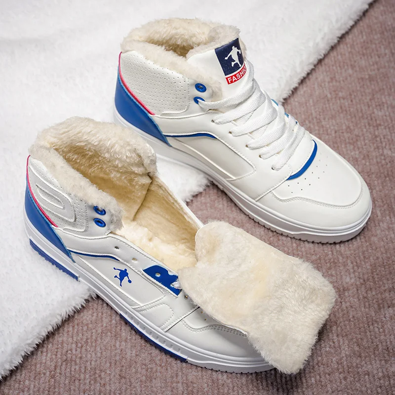 أحذية الثلوج الرجالية الشتوية الجديدة لعام 2025 عالية الجودة مبطنة بالصوف، ألوان عصرية - أحذية رجالية دافئة ومريحة