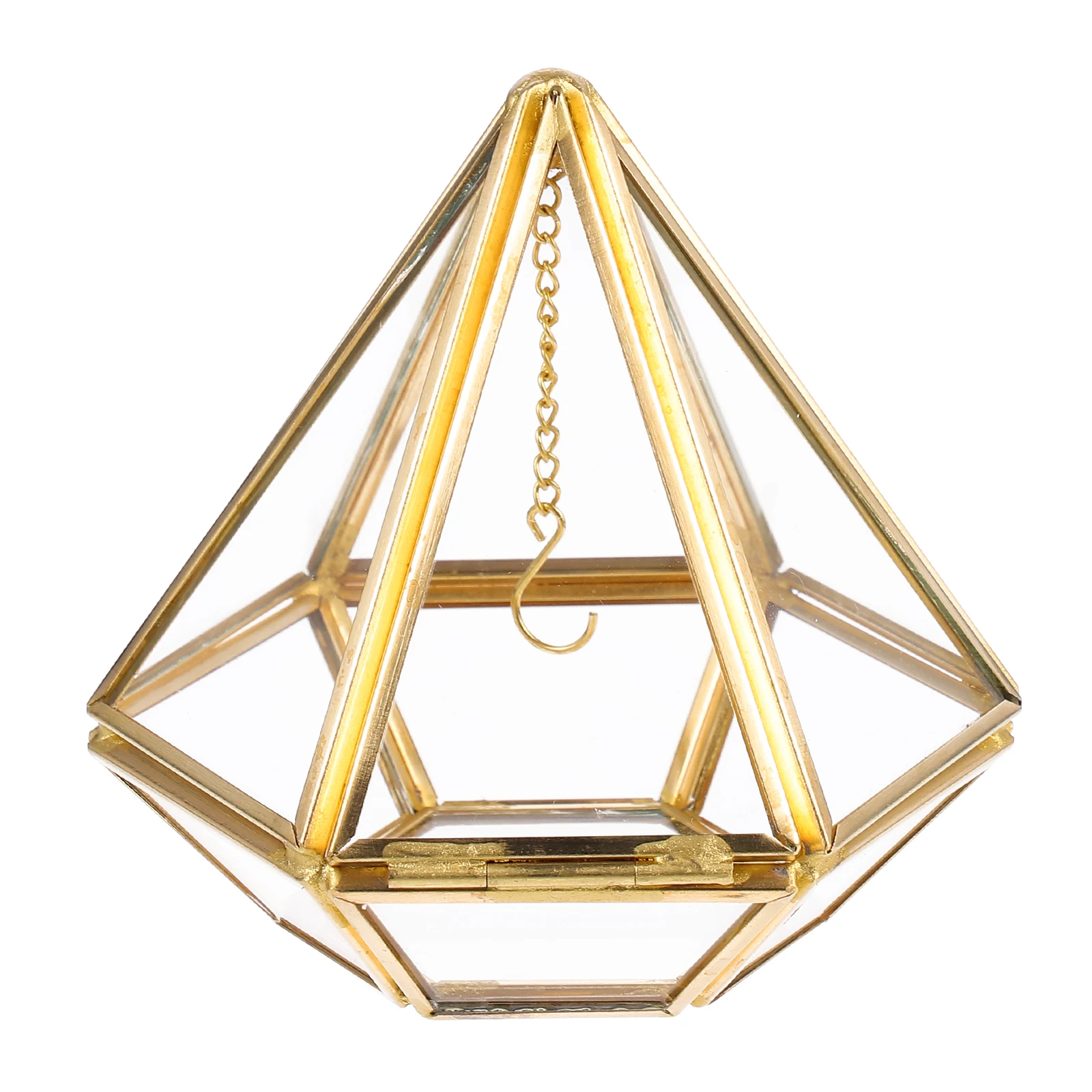 

1pc Hexagonal Pointed Glass Box Jewelry Organizer Holder Vintage Bride Wedding Decor Storage Display Case Glass Gift Home Bridal