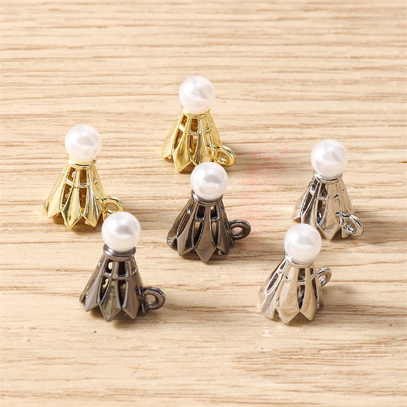 5 Stück 9 x 11 mm niedliche Mini-3D-Metall-Sport-Badminton-Anhänger für die Schmuckherstellung, Tropfenohrringe, Halsketten, DIY-Bastelzubehör – Detail 4