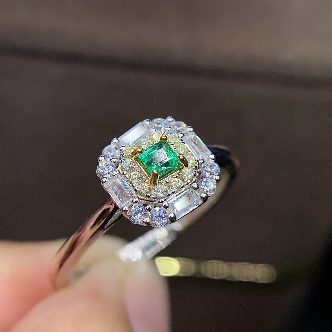 

Роскошный дизайнерский комплект ювелирных изделий Seiko из серебра 925 пробы кольцо с натуральным изумрудом 3*3 мм