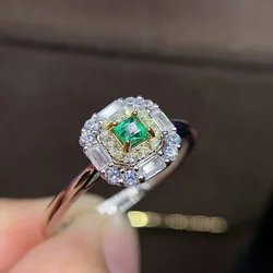 Natural Emerald Ring 3*3mm925 Sterling Silver Seiko Set Luxury Jewelry Designer