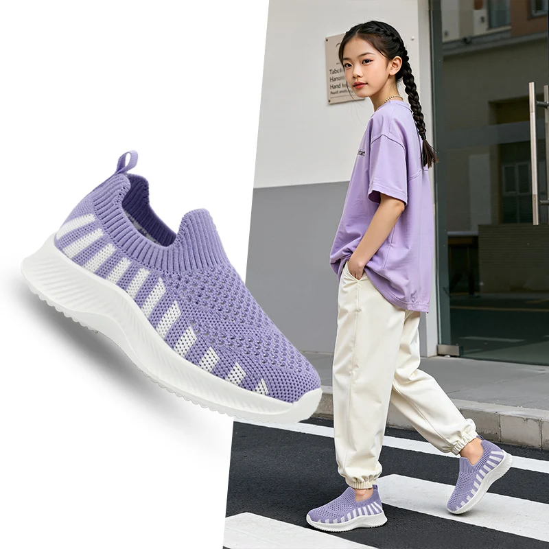 

Новые модные детские летние кроссовки, удобные сетчатые кроссовки для бега, легкие повседневные прогулочные туфли без шнурков для мальчиков и девочек