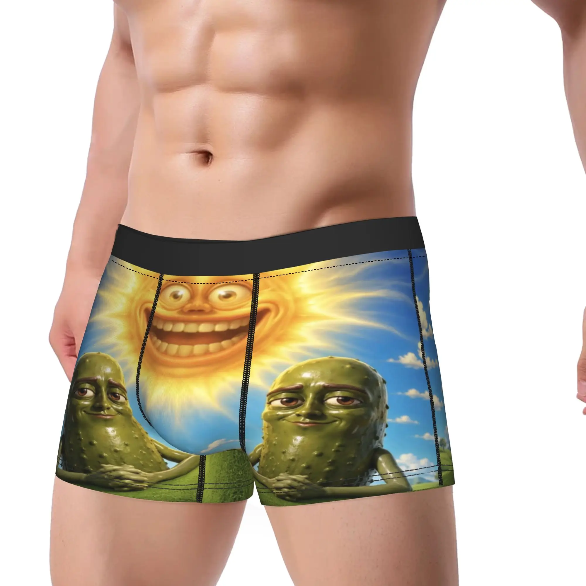 Funny Pickle Sun Surreal Character  Underpants Breathbale Panties Male Underwear Print Shorts Boxer Briefs