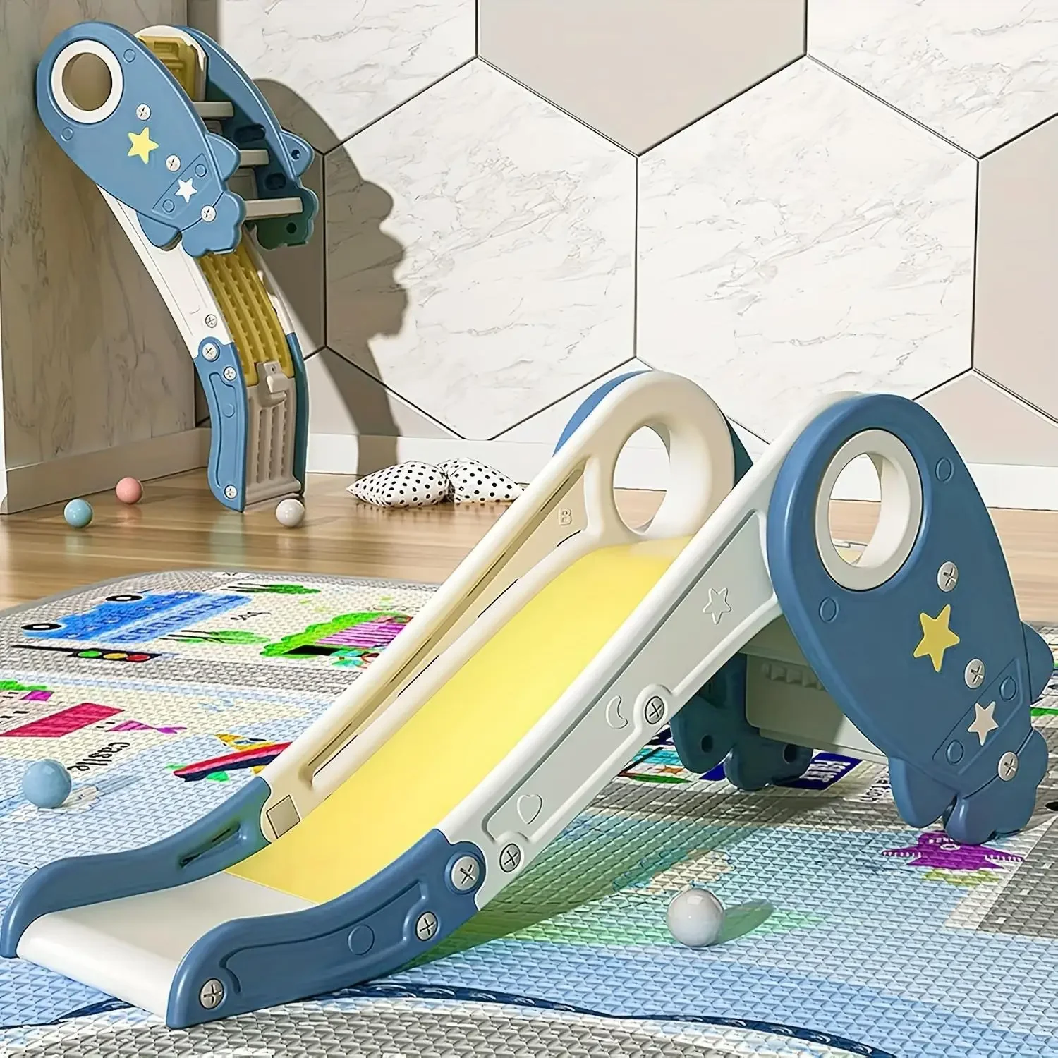 

Children 1-3 years old indoor baby slide Climbing stairs slide with guardrail protection home slide for toddler