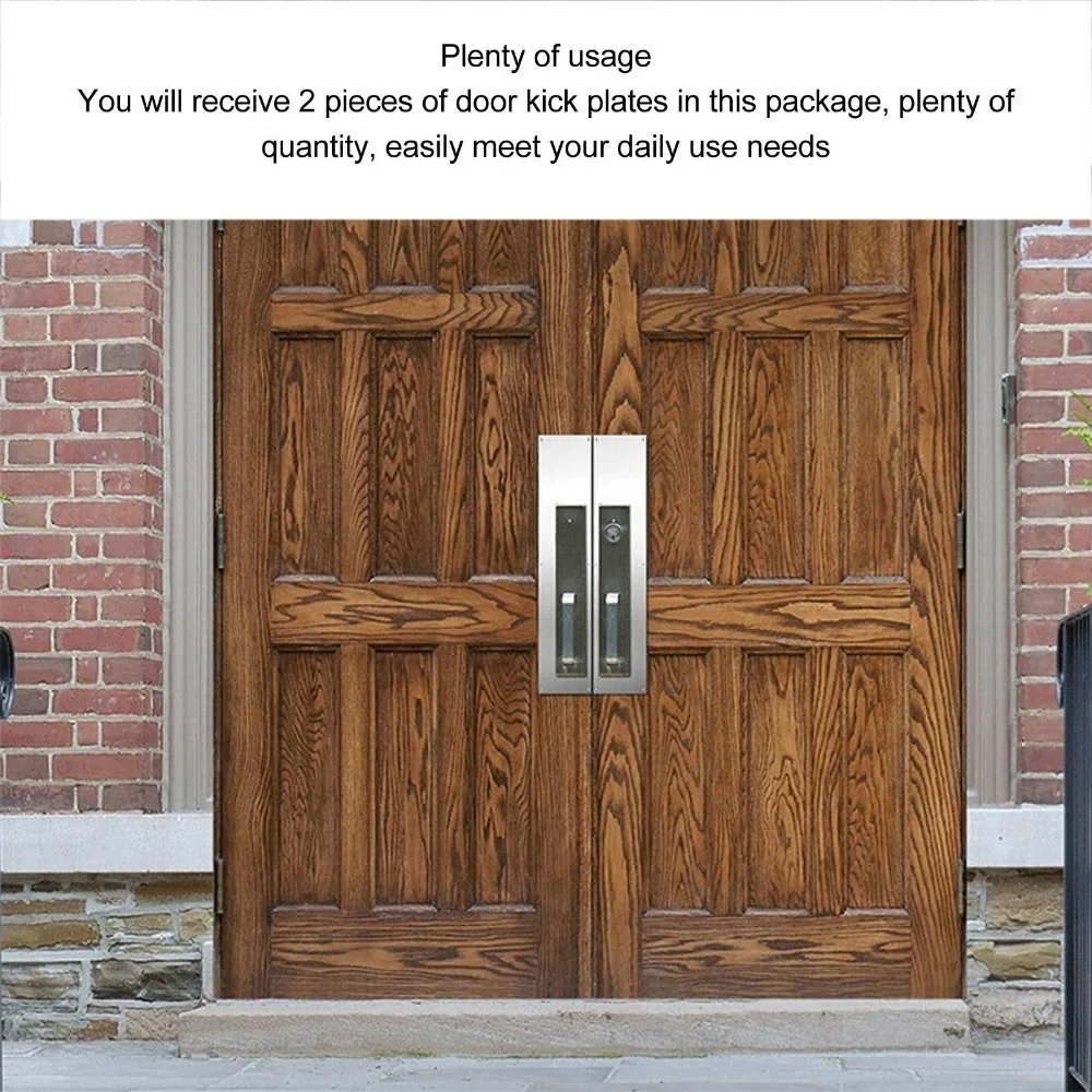 2pcs Durable Stainless Steel Door Kick Plate Easy Install 16x4 Inch Door Push Plate Door Protector Plate Office