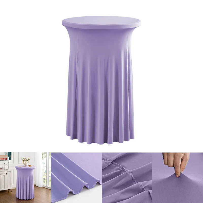 1Pcs Spandex Stretch Tablecloth with Skirt Round Fitted Table Dress Wedding Party Banquet Decoration Round Cocktail Table Covers