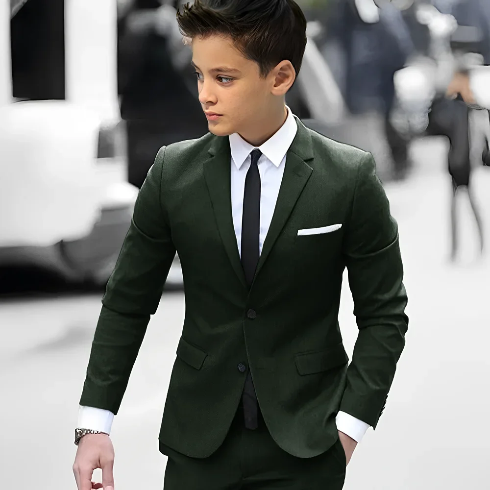 

New Popular Boys Suit For School Activities Formal Classic Kids 2 Pieces Notch Lapel Blazer Pants Wedding Sets