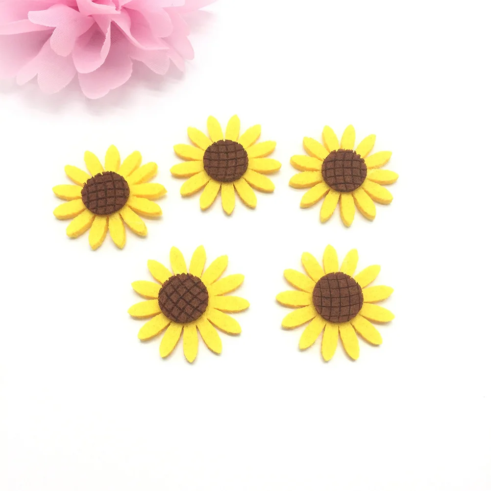 36Pcs Sunflower Corsage Detailed Craft Flower Sticker DIY Fashion Decor for Women Jackets Hats Bags Bright Yellow