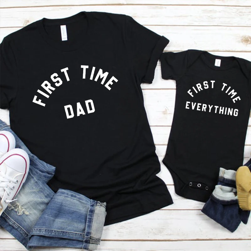 First Time Mum and Dad T-Shirts First Baby Family Shirts First Child TShirts New Parents Tee New Mother and Father  Top